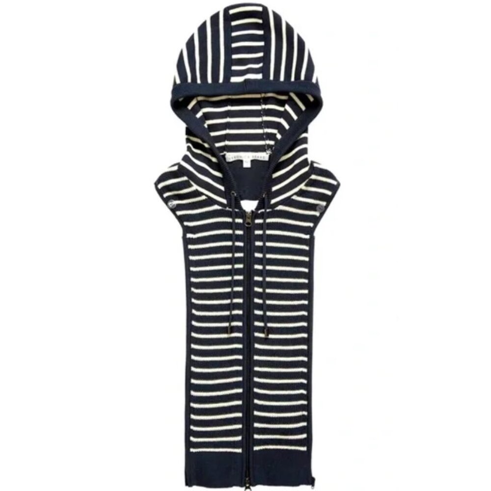 Veronica Beard Dickey Insert Munno Hoodie Navy/ivory stripe